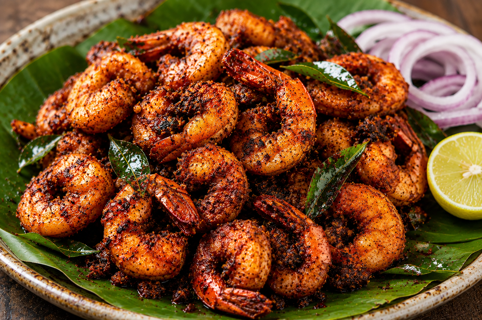 Prawns Fry, cooked shrimp platter