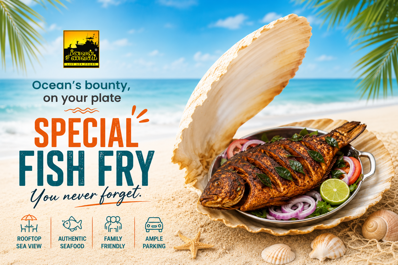 Fresh seafood at Meenavan Unavagam